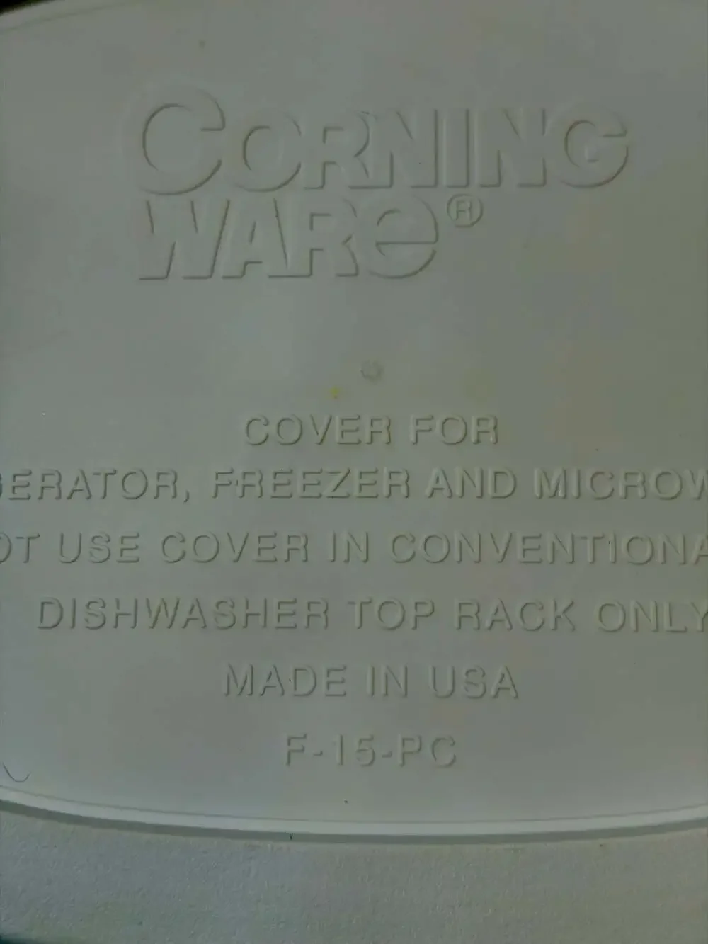 CorningWare F-15-PC Oval Plastic Replacement Lid for 15 oz Casserole Dish